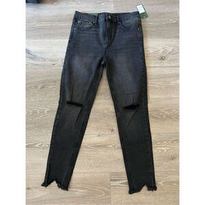 NWT Wild Fable Black Rinse Distressed Jean - Raw Hem Size 10